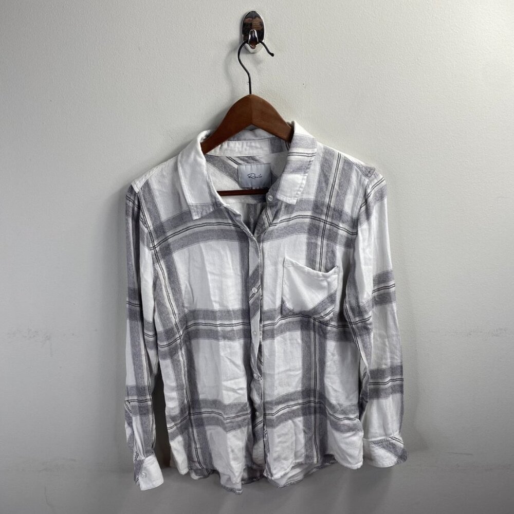 Rails Hunter Button Down in White and Sterling To… - image 8
